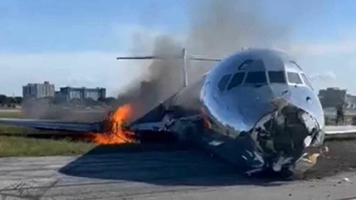 Se incendió un avión en el aeropuerto de Miami-NDV