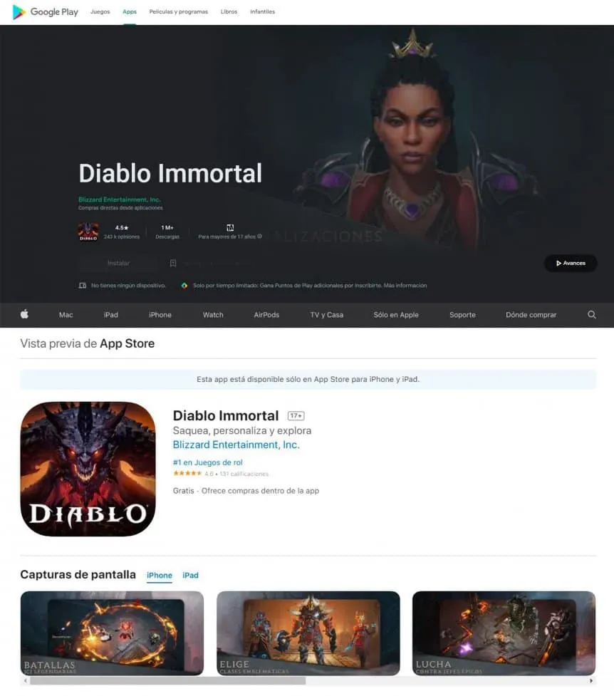 Juego Diablo Immortal