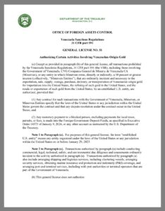 Estados Unidos licencia oro venezolano