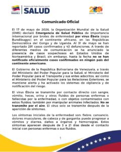 Venezuela medidas vigilancia ébola NDV