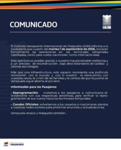 Terminales temporales Maiquetía septiembre NDV